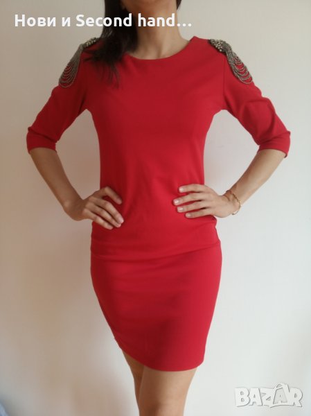 Стилна червена рокля, снимка 1