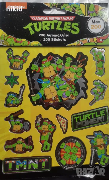 200 бр Костенурките Нинджа книжка албум самозалепващи лепенки стикери, снимка 1