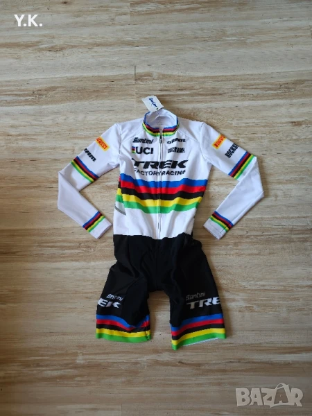 Оригинален мъжки вело гащеризон Santini Trek Factory Racing World Champion, снимка 1