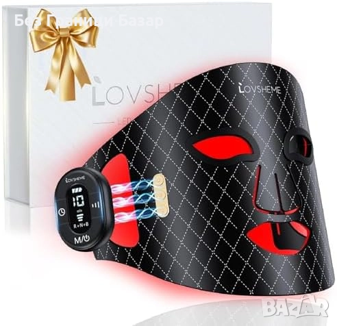 Нова маска за лице 320 LED, безжична терапия, червена/синя светлина, снимка 1