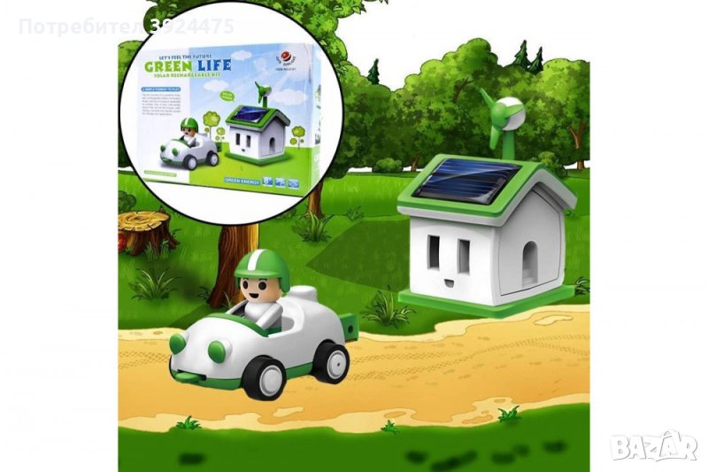 Иновативен детски конструктор със соларна батерия, къща с движеща се кола, снимка 1