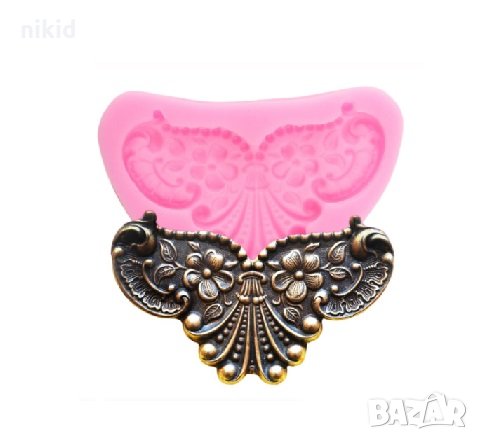 ОР63 Орнамент с цветя силиконов молд форма за декорация торта фондан шоколад и др, снимка 1