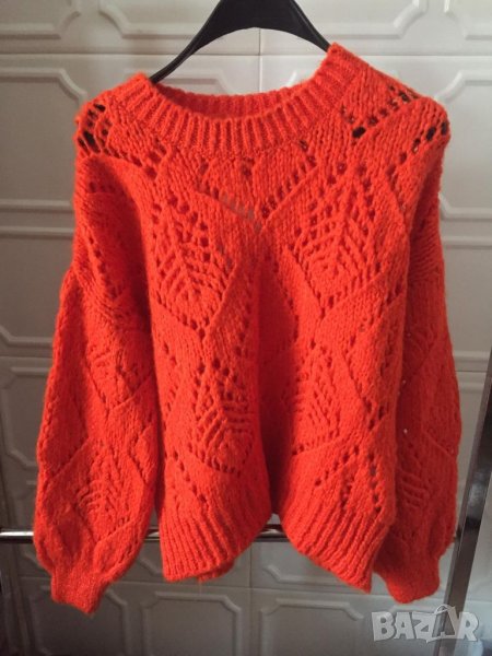 Уникален оранжев пуловер, снимка 1