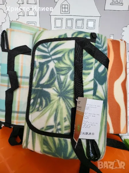 Одеяло за пикник 135см х 175см Сгъваемо с дръжка Постелка 3 цвята, снимка 1