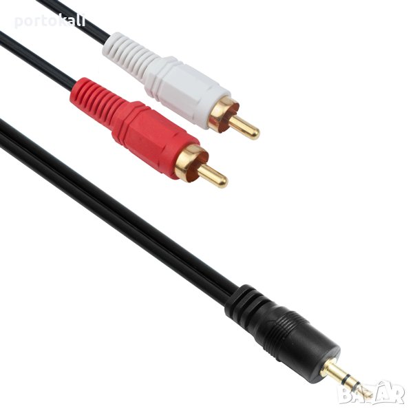 Aудио кабел Stereo, 3.5 mm (M) – 2 х RCA (M), жак – 2xЧинч, 1.5m, снимка 1