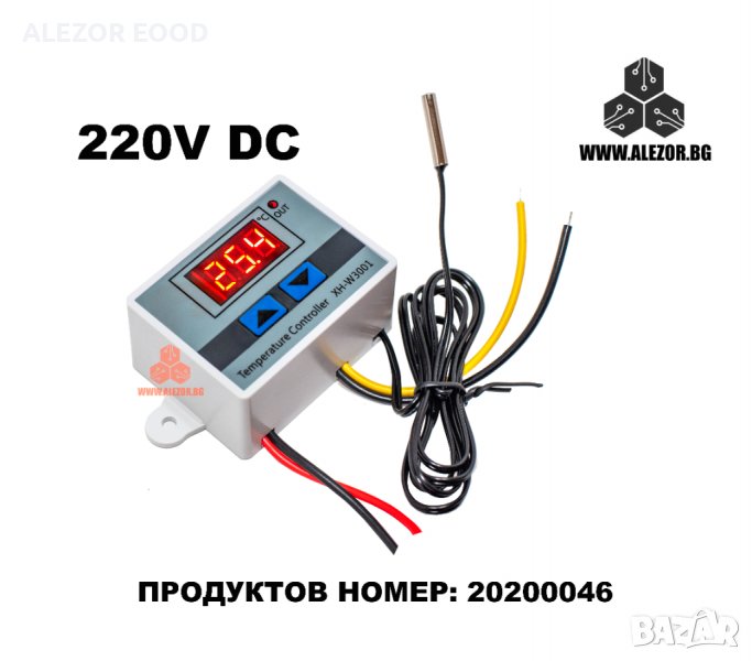 Терморегулатор 3001,220 VAC, Изход 220VAC NO, -50 До +110° C,NTC10K - 100см Термоконтролер, 20200046, снимка 1