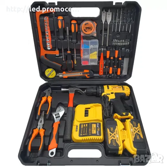 Акумулаторен Винтоверт KRAFT Royal 36V + 111 части / бормашина с инструменти в куфар, снимка 1