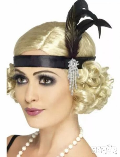 Диадема с пера и висулка стил Гетсби, снимка 1