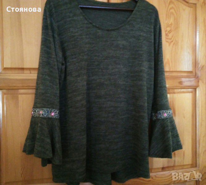 Дамска блуза с дълъг ръкав с камъни, снимка 1