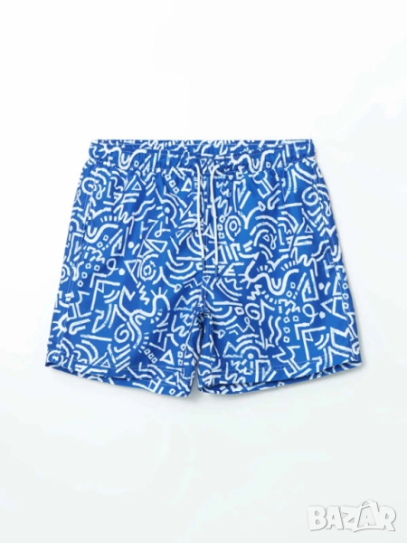 Мъжки плувни шорти с щампа LC Waikiki, 100% полиестер, Сини, XL, снимка 1