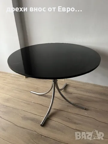 Трапезна кръгла дървена маса цвят венге, снимка 3 - Маси - 48293257