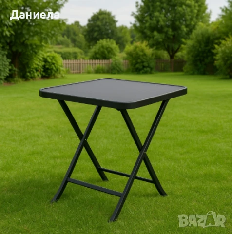 Сгъваема маса Muhler, със стъклен плот