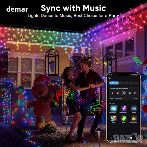 Ollny Smart RGB коледни светлини, 10 м, 286 LED, дистанционно, IP44, снимка 4 - Декорация за дома - 52432725