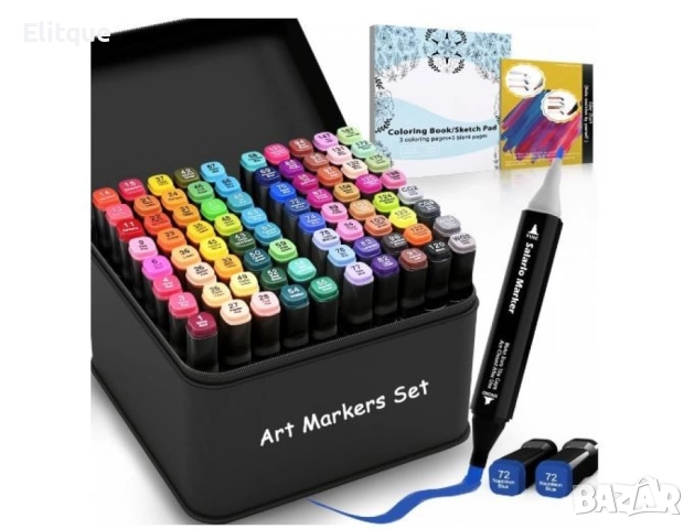 Комплект от маркери с алкохолна основа с две страни и калъф за съхранение - 48бр/60бр/80бр Всички мо, снимка 3 - Рисуване и оцветяване - 52906174
