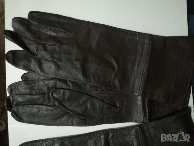 Дълги тъмно кафяви дамски ръкавици естествена кожа, снимка 5 - Ръкавици - 27462100