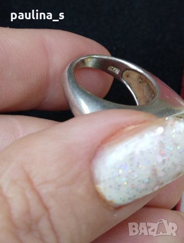 Два различни броя / Масивен сребърен пръстен с Арагонит / проба 925 Житен клас / Малък размер , снимка 5 - Пръстени - 28900451