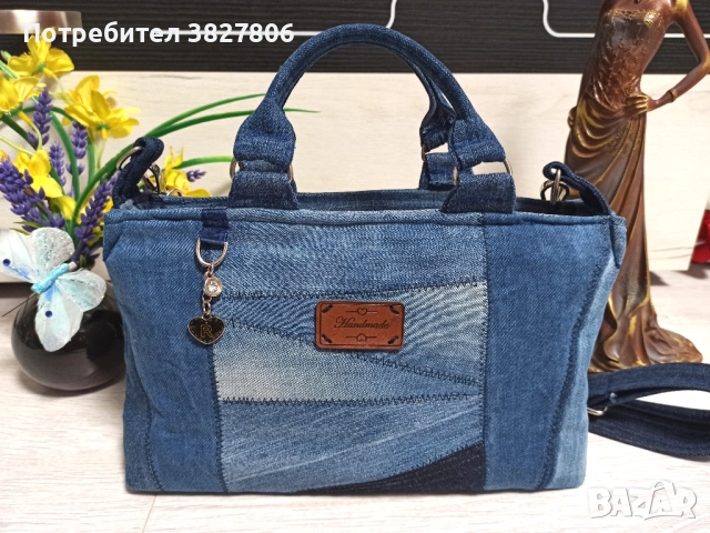 Ръчно изработена малка дънкова чанта, снимка 2 - Чанти - 51501187