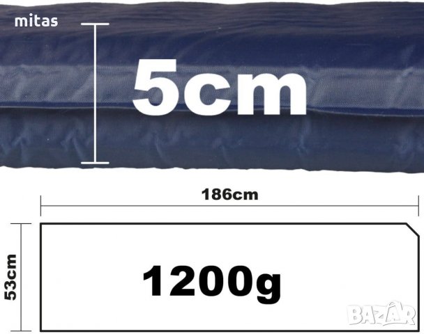 XQ Max, Самонадуваща се подложка за спане с чувал, 185x54x2.5/5cm, синя, снимка 2 - Надуваеми легла - 32506161