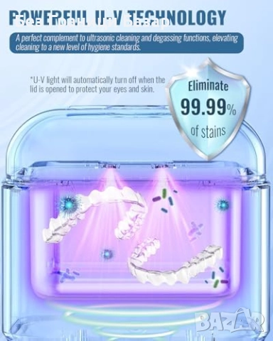 Нов Портативен ултразвуков почистващ апарат уред 240ml с LED и таймер , снимка 3 - Други - 52655410