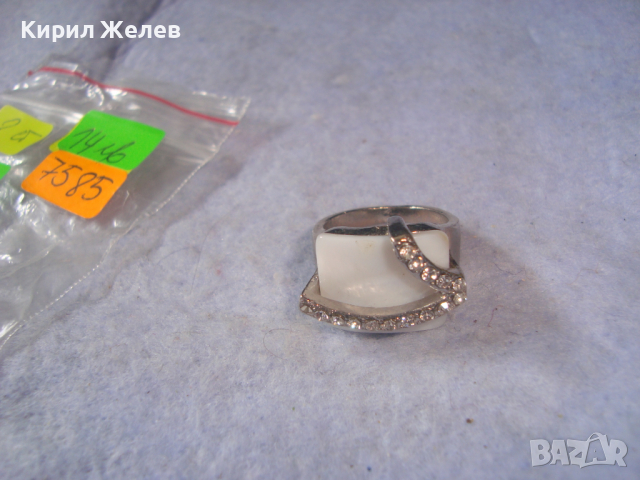 ПОСРЕБРЕН СТИЛЕН СКЪПОЦЕНЕН АРТ ДЕКО СЕДЕФЕН ПРЪСТЕН с ЦИРКОНИ 7585, снимка 9 - Пръстени - 36410576