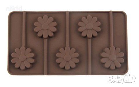5 маргаритки силиконов молд форма за направа на близалки на клечка декор торта фондан шоколад, снимка 1 - Форми - 28706718