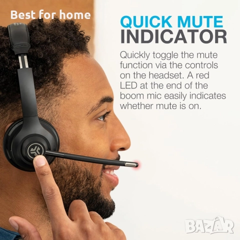 Безжични слушалки JLab Go Work (Gen 2) – Bluetooth, 55ч. батерия и Multipoint връзка, снимка 5 - Слушалки и портативни колонки - 52978896