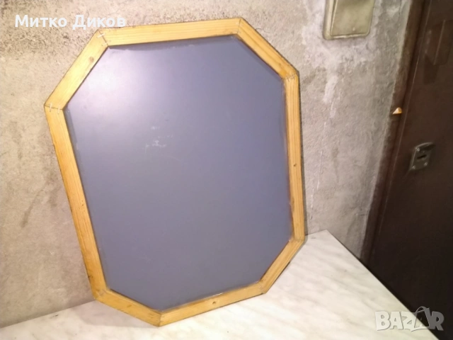 Немско винтидж осмоъгълно дървено дъб Огледало като ново 44х34х19см в средата, снимка 3 - Огледала - 53129616