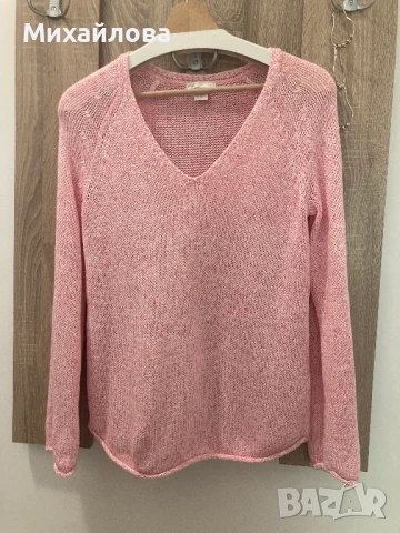 Блуза на H&M в розово и бяло, размер XS, снимка 2 - Блузи с дълъг ръкав и пуловери - 50632778