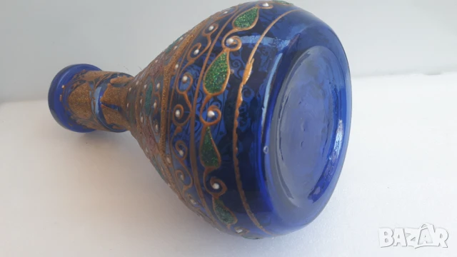 Стъклена красива ваза с орнаменти, снимка 6 - Вази - 51419582