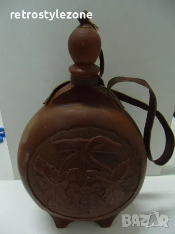 № 7856 стара дървена бъклица  - орнаменти - дърворезба , снимка 2 - Други ценни предмети - 48884269