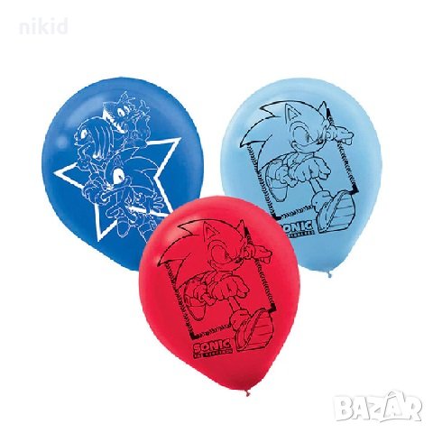 sonic Соник Обикновен надуваем латекс латексов балон парти хелий или газ, снимка 2 - Други - 26498320