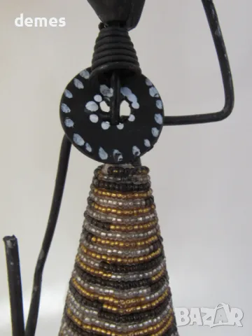 Елегантен метален свещник с пясъчна мъниста, Етиопия, снимка 3 - Декорация за дома - 49691621