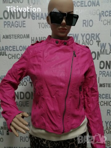 Намалено! Розово кожено яке, снимка 3 - Якета - 27006350