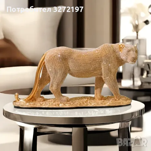 Елегантна Златна Статуя на Гепард, снимка 2 - Статуетки - 48257841
