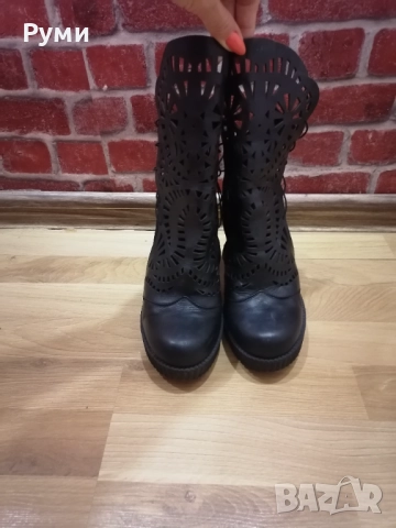 Дамски боти на ток, естествена кожа, снимка 5 - Дамски боти - 51597882