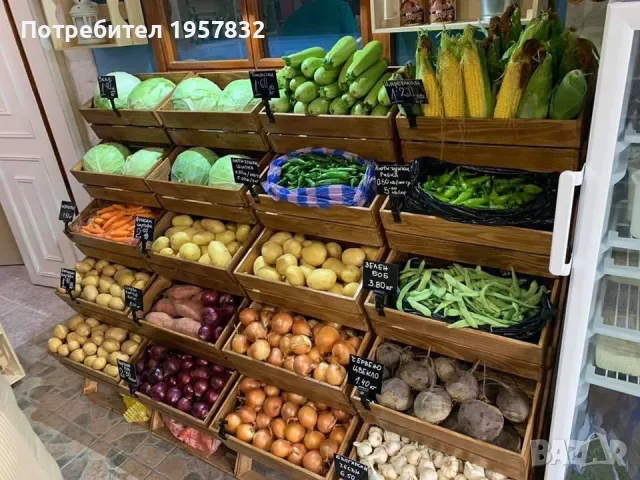 Стъпаловидни стелажи от дърво за плод и зеленчук, снимка 10 - Стелажи и щандове - 48840985