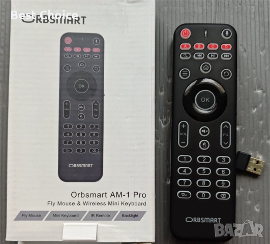 Orbsmart AM-1 Pro, TV дистанционно, безжична аеромишка, микрофон и мини клавиатура. , снимка 2 - Дистанционни - 52550757