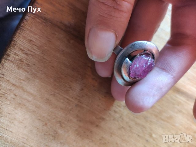 Стар сребърен пръстен с необработен рубин (10) , снимка 7 - Пръстени - 38590469