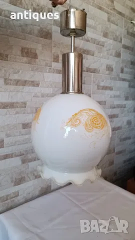 Стар полилей - стъкло и метал - 1970г., снимка 2 - Антикварни и старинни предмети - 49099698