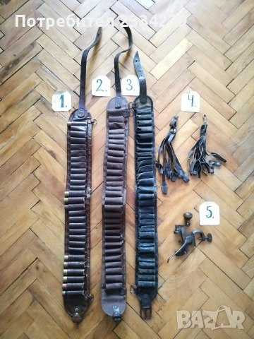 Ловджийски кожени патрондажи нормален и тристепенен и кожежи бесилки