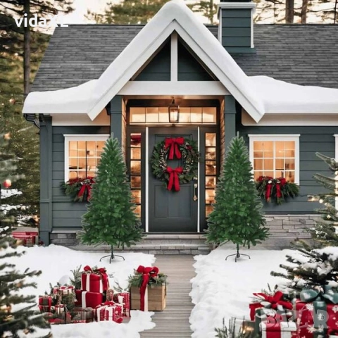 vidaXL Изкуствено коледно дърво, реалистични иглички, 150 см, зелено(SKU:246398), снимка 2 - Декорация за дома - 52574407