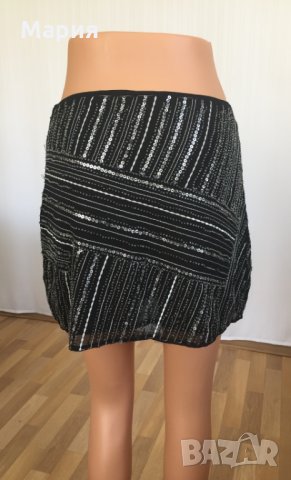 С / М America Today Нова Дамска Къса Пола Черна Бродерия Мъниста Паети Лятна Клубна, снимка 17 - Поли - 28776204