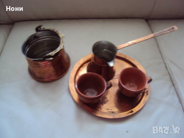 Бакърен сервиз за кафе с джезве, снимка 2 - Сервизи - 38122003