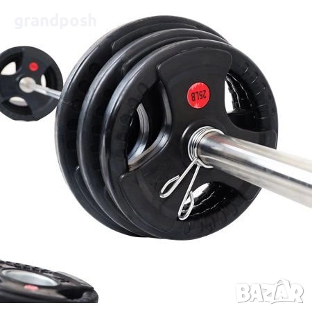 Олимпйски лост ф50 с лагери 20 кг + 105 кг тежести с дръжки топ цена, снимка 4 - Фитнес уреди - 52216163