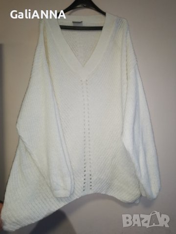 СТРАХОТЕН МЕК ПУЛОВЕР В БЯЛО 3XL-4XL, снимка 5 - Блузи с дълъг ръкав и пуловери - 44014473