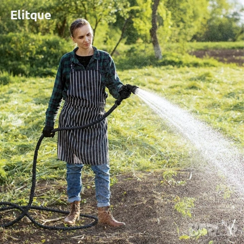 Гъвкав разтеглив градински маркуч 30м – Пълен комплект с пистолет (7 функции) и конектори, снимка 9 - Други инструменти - 53371303