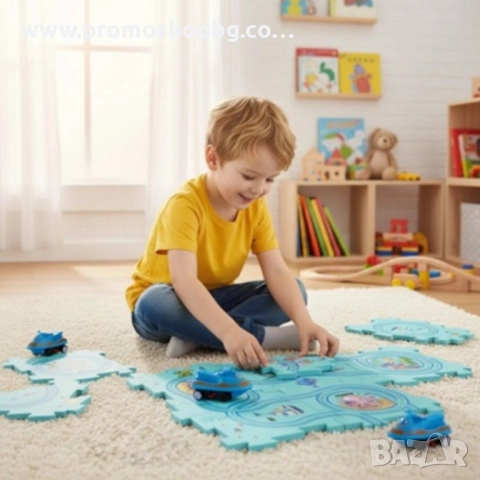 Килимче за игра тип пъзел с писта Kruzzel, включени 3 бр. коли, 25 части, снимка 2 - Игри и пъзели - 44098752