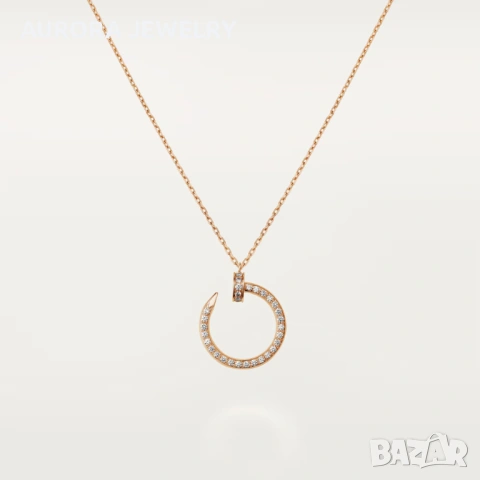 CARTIER Nail Juste un Clou Rose Gold Paved Diamonds Дамско Колие Пирон, снимка 9 - Колиета, медальони, синджири - 53238926