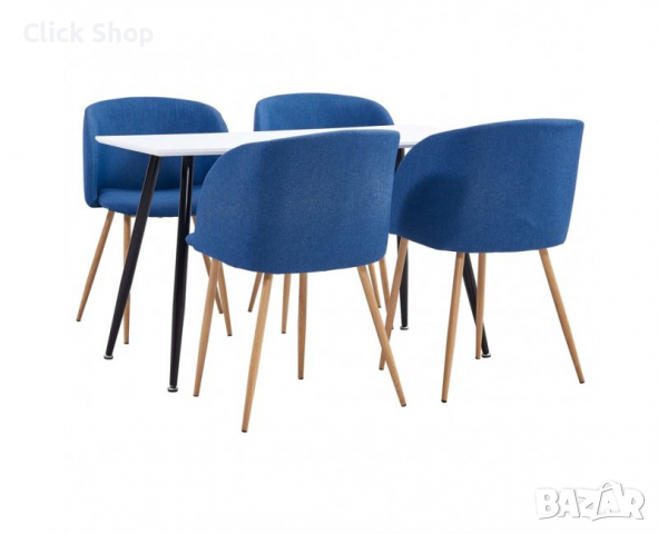 Трапезен комплект, 5 части, текстил, син, снимка 1