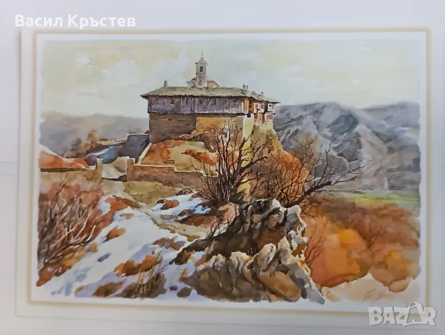 Картички 12 бр., Колекция Български манастири, худ. Янко Янев, худ. Б.Русев, 17 х 12 см., 1970-80 г., снимка 6 - Филателия - 47829295